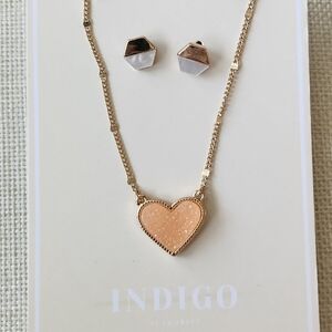 Indigo Authority Elliana Pave Heart Necklace & Earring Set
